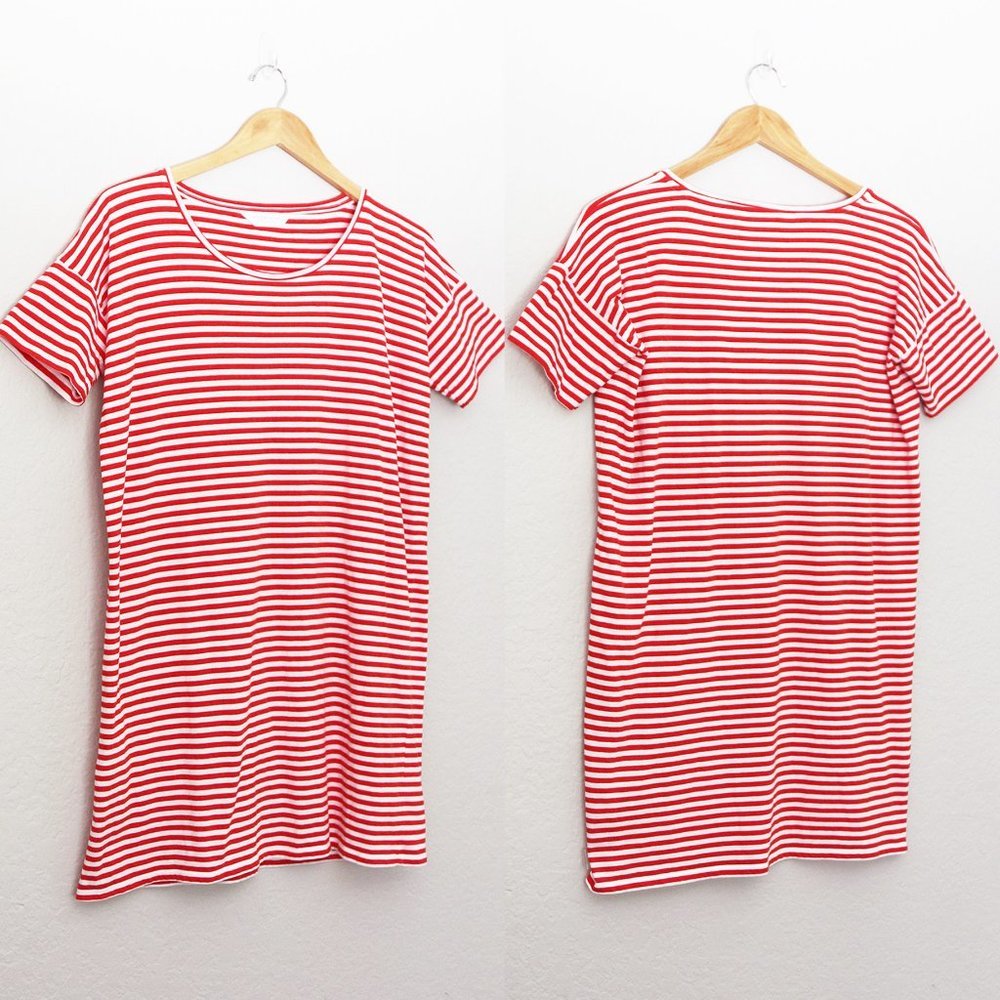 Everlane The Cotton Striped Oversized Tee T Shirt Dress S Red White Casual Small - Picture 5 of 15